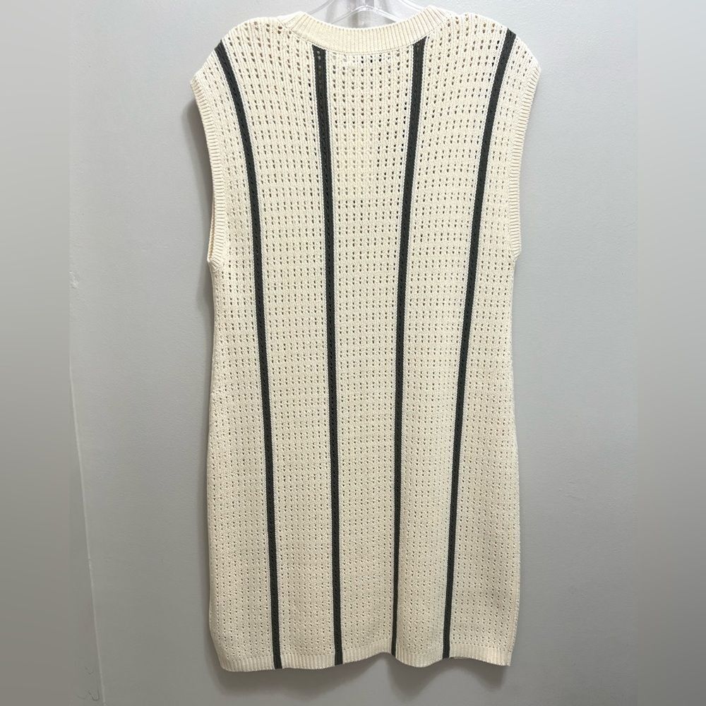 NWT Anine Bing Lanie Knit Mini Dress Sleeveless Cream Green Size L - Picture 3 of 8